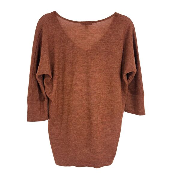 EILEEN FISHER Royal Alpaca V-Neck Sweater S Burnt Orange 3/4 Sleeve Soft B41 - Picture 2 of 5